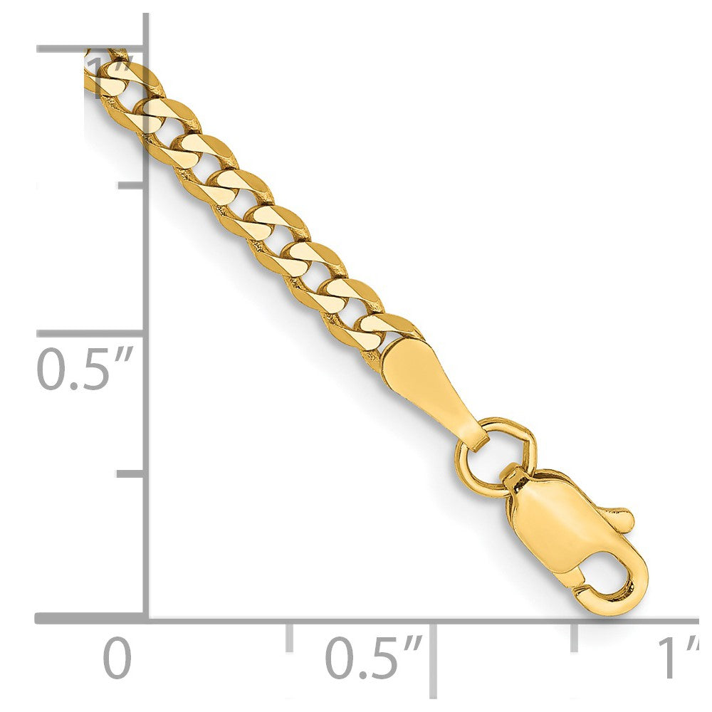 14k 2.3mm Flat Beveled Curb Chain Anklet