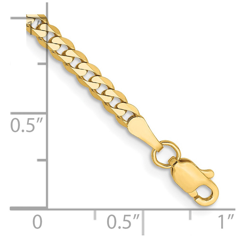 14k 2.9mm Flat Beveled Curb Chain Anklet