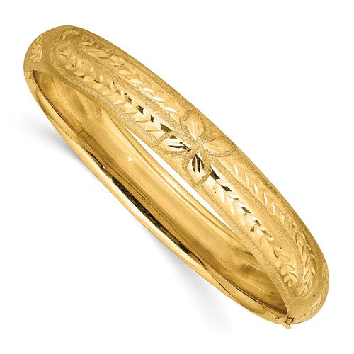 14k 7/16 Florentine Engraved Hinged Bangle Bracelet