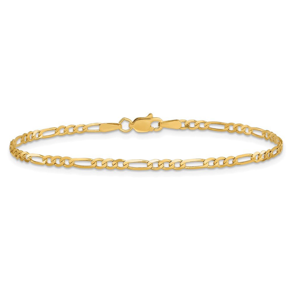 14k 2.25mm Flat Figaro Chain Anklet