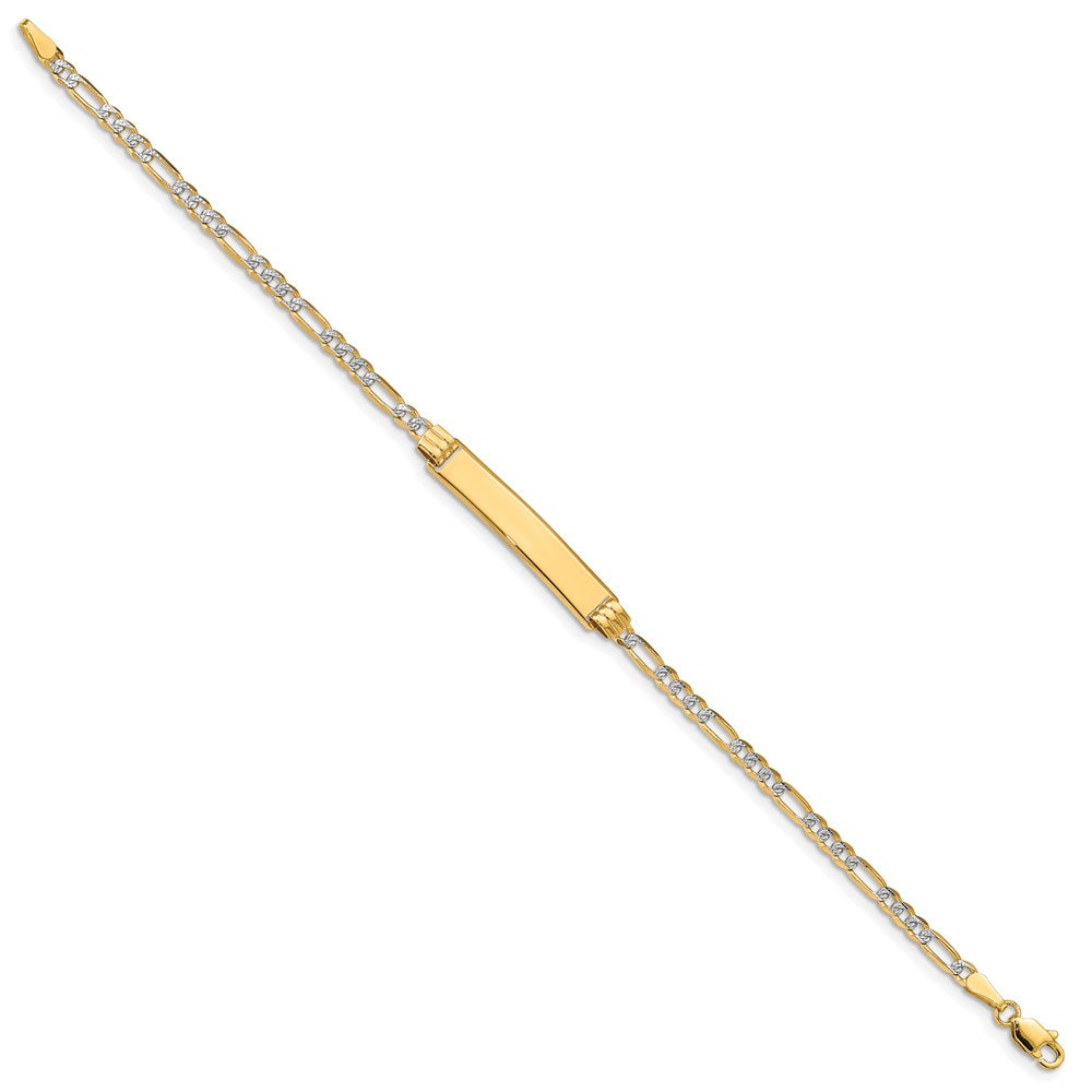 14k with Rhodium Pavé Figaro ID Bracelet