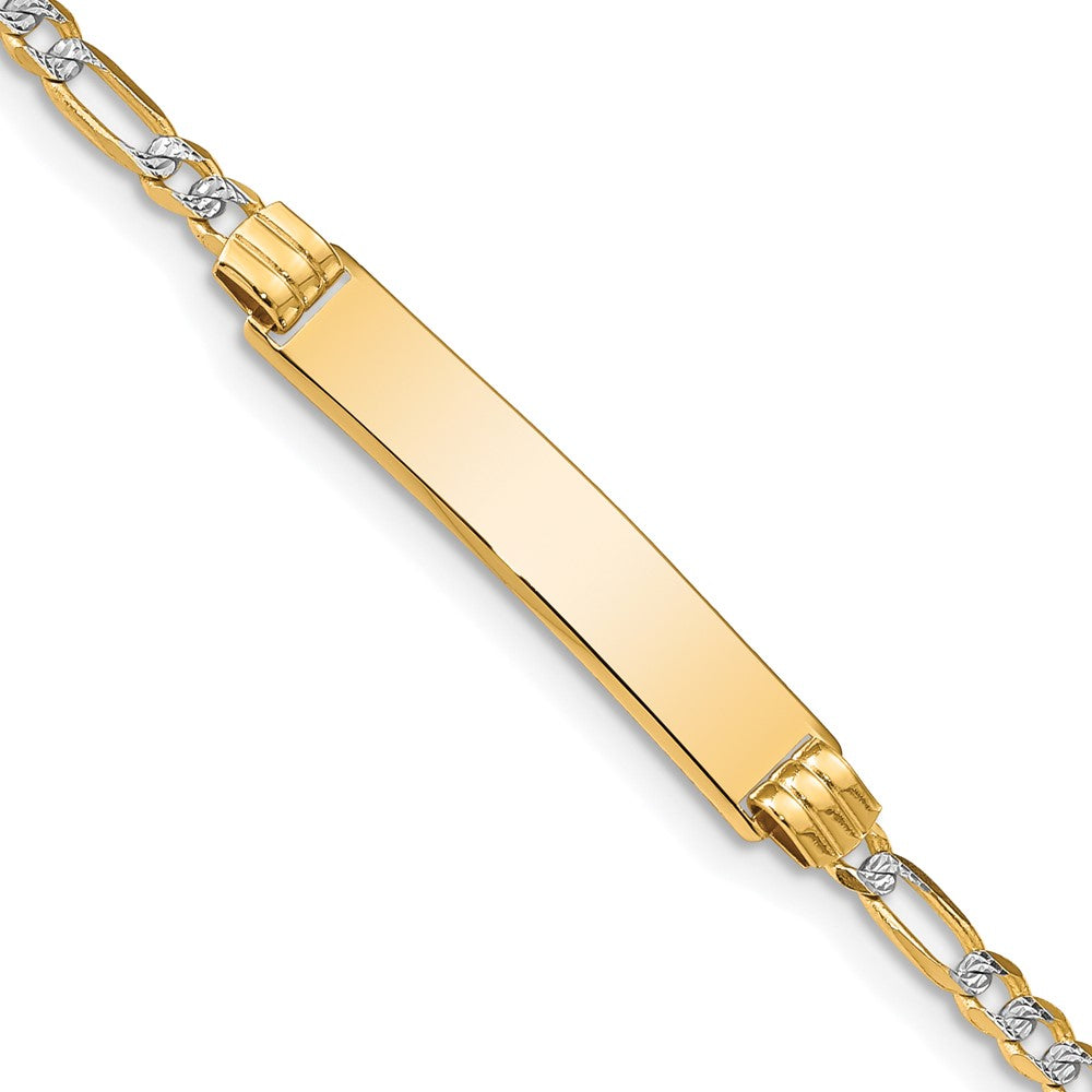 14k with Rhodium Pavé Figaro ID Bracelet