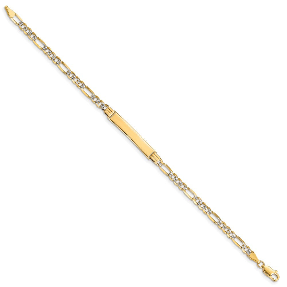 14k with Rhodium Pavé Figaro ID Bracelet