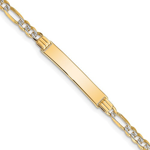 14k with Rhodium Pavé Figaro ID Bracelet