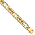 14k Two-tone High Polished 8.5in Mens Link Bracelet