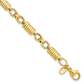 14k Polished and Grooved Fancy Link Men's Bracelet