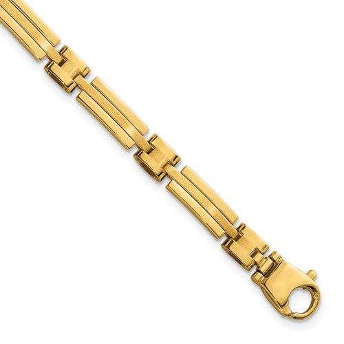 14k Polished and Brushed 5mm Fancy Link Bracelet