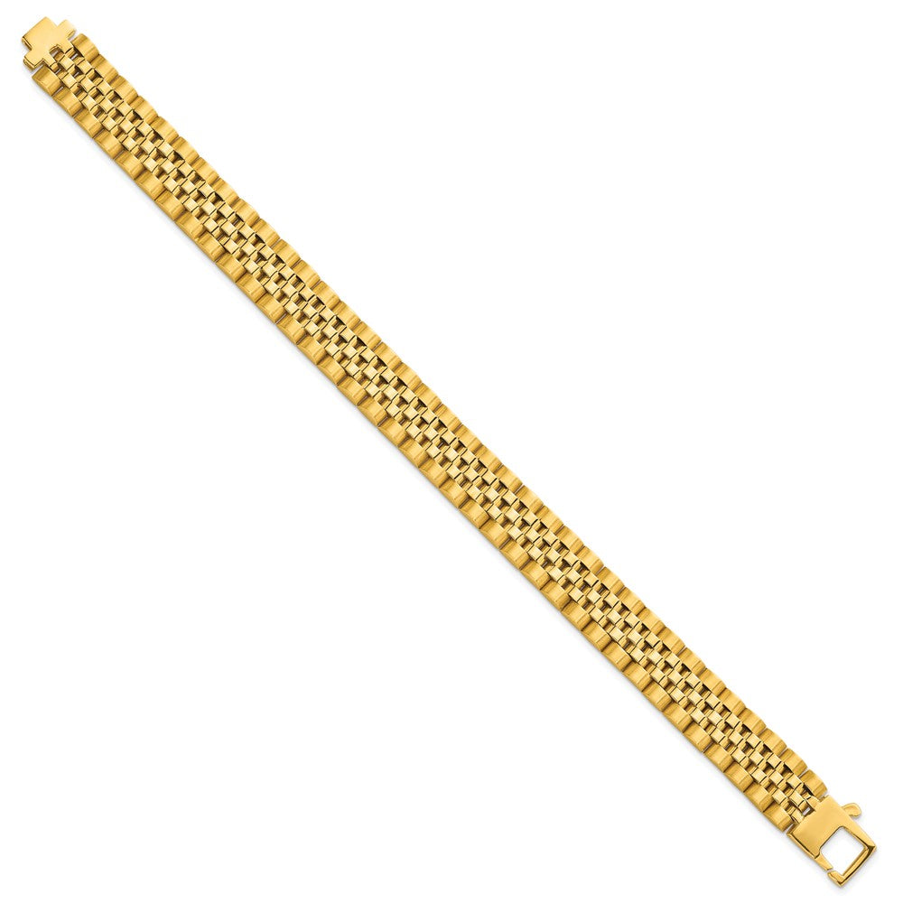 14k Brushed and Polished Fancy Link 12mm Men's Bracelet