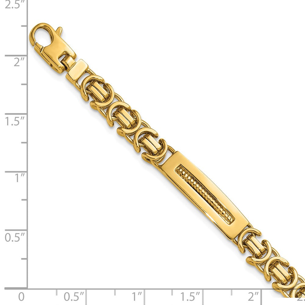 14k Polished Fancy Link and Bars 8 Inch Men's Bracelet