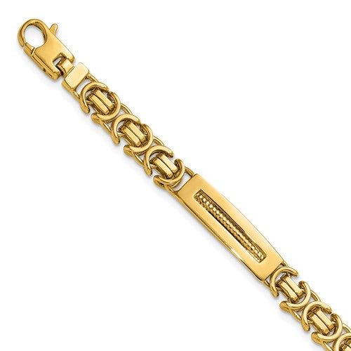 14k Polished Fancy Link and Bars 8 Inch Men's Bracelet