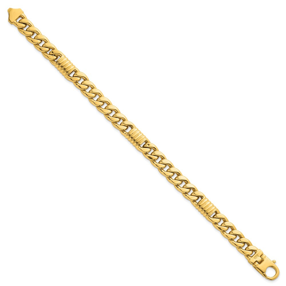 14k Polished Fancy Curb Chain 8.75mm Men's Bracelet