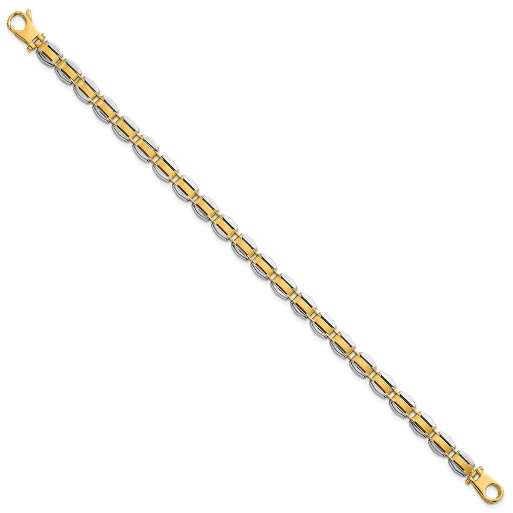 14k Two-tone Polished 8in. Fancy Link Bracelet