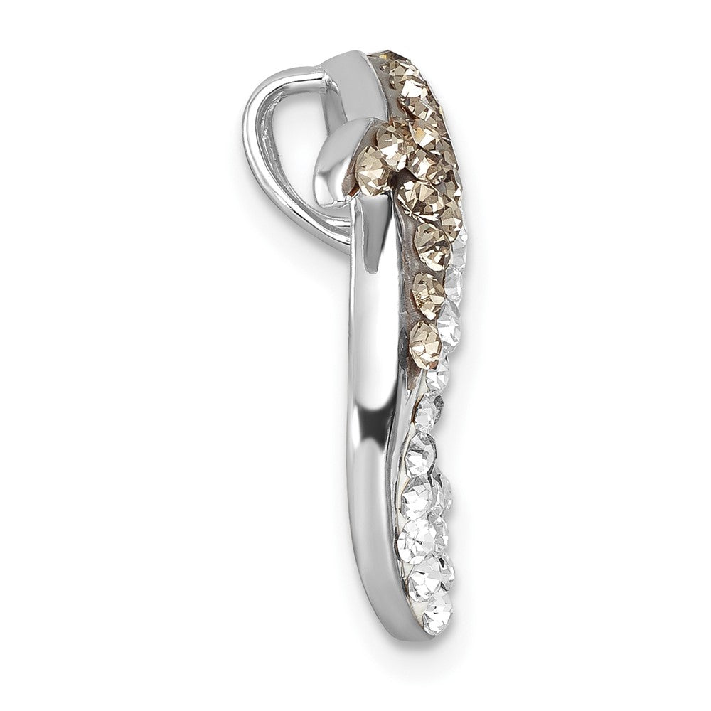 Sterling Silver Rhodium-Plated Polished Crystal Dolphin Chain Slide