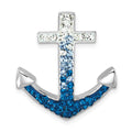 Sterling Silver Rhodium-Plated Polished Crystal Anchor Chain Slide