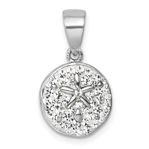 Sterling Silver Rhodium-Plated Polished Crystal Sand Dollar Pendant