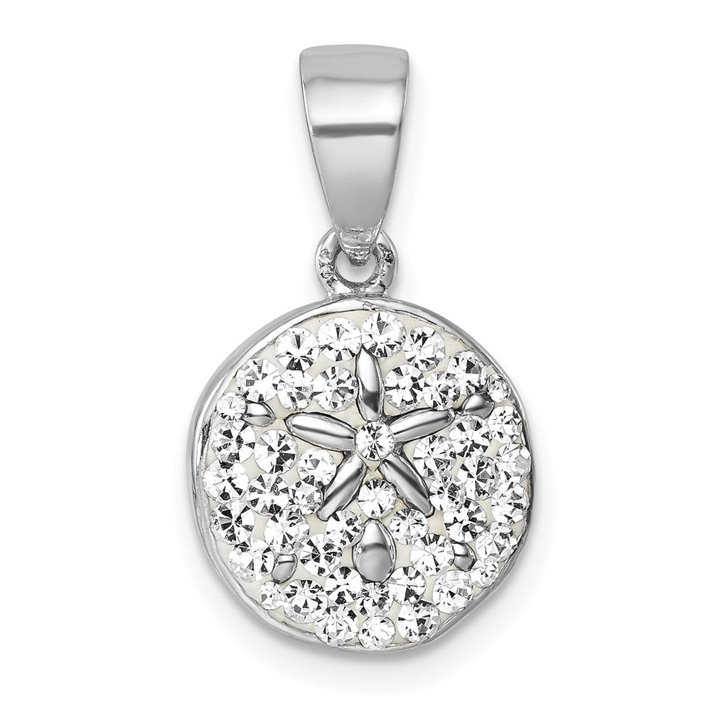 Sterling Silver Rhodium-Plated Polished Crystal Sand Dollar Pendant