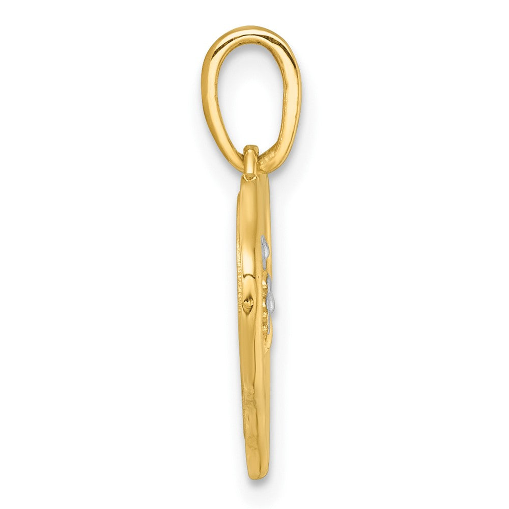 14k with White Rhodium Polished And Brushed Butterfly In Heart Charm