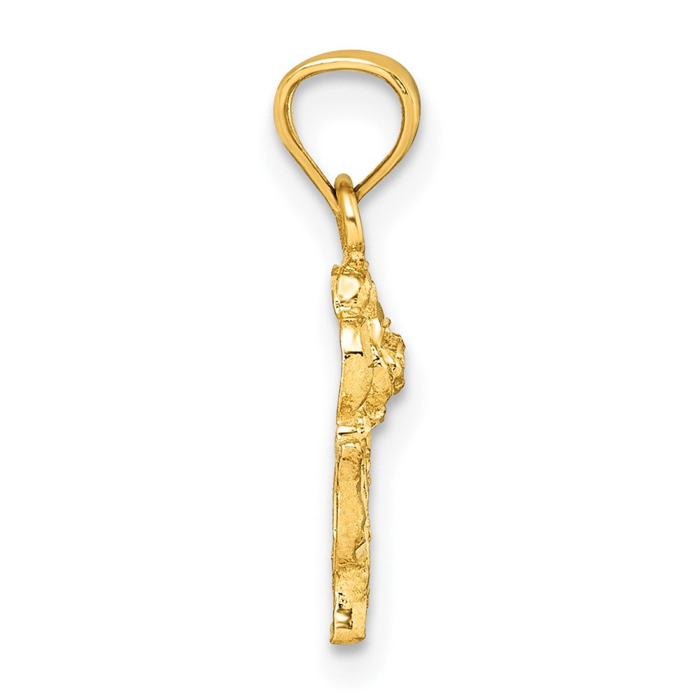 14k Polished Diamond-cut Rose Pendant