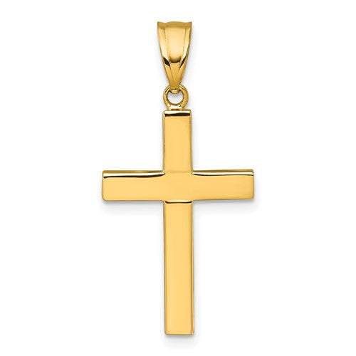 14K Polished Hollow Cross Pendant