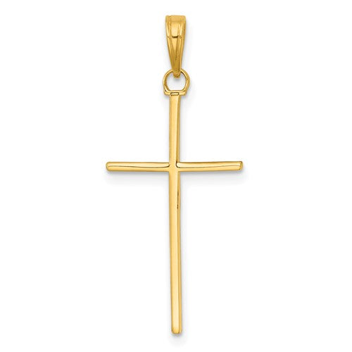 14K 3-D and Polished Stick Cross Charm