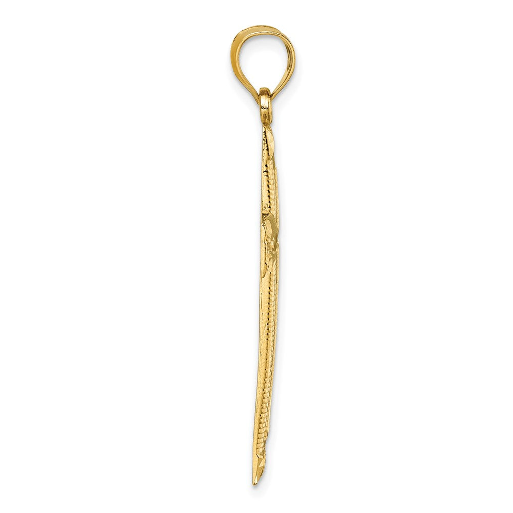 14K Polished Diamond-cut Textured Fancy Cross Pendant