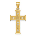 14k Polished Diamond-cut Textured Fancy Cross Pendant