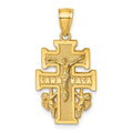 14k Polished and Textured Cara Vaca Crucifix Pendant