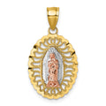 14k Two-tone with White Rhodium Polished Guadalupe Pendant