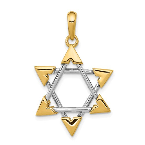 14k Two-tone Star Of David Pendant