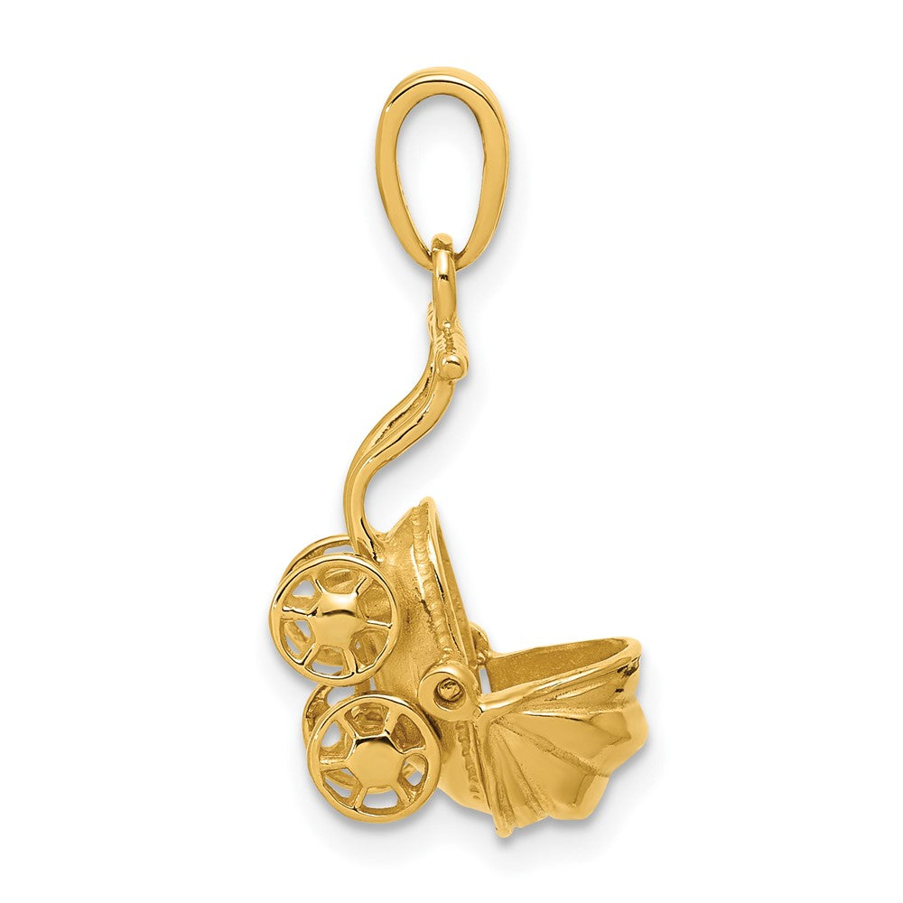 14k  3D Baby Carriage Charm