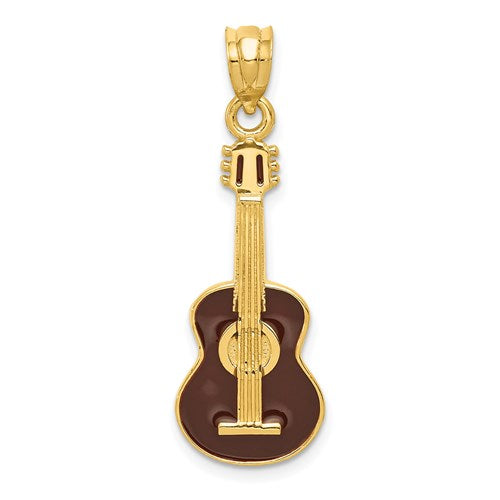 14k Enameled Guitar Pendant