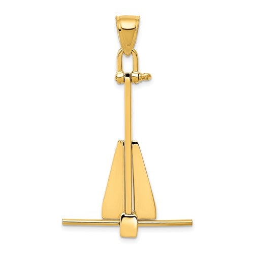 14K  3D Moveable Anchor Pendant