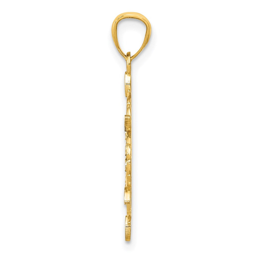 14k w/ Rhodium Diamond-cut Snowflake Pendant