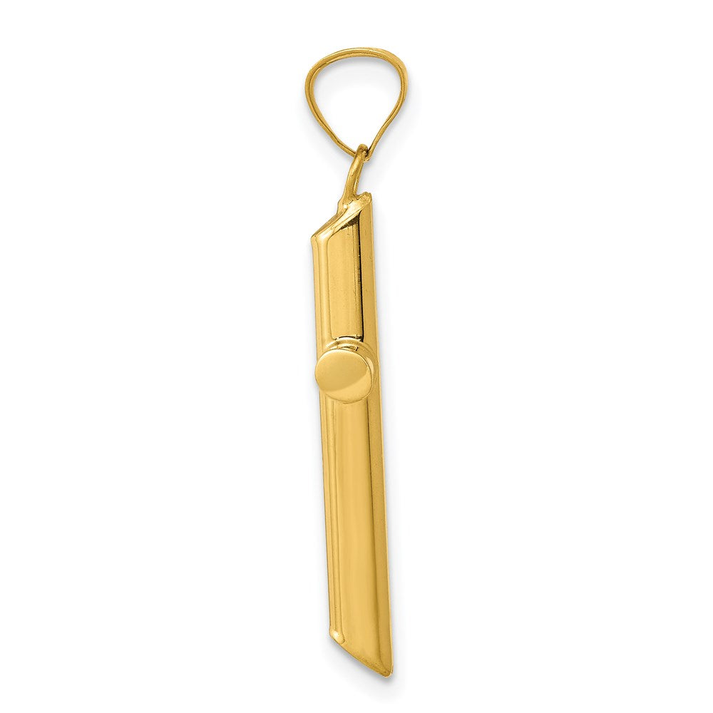 14k w/Rhodium 3-D Hollow Cross Pendant