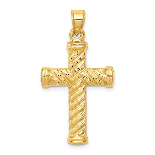 14k Reversible Diamond-cut Cross Pendant