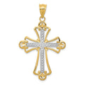 14K w/Rhodium Budded Cross Pendant