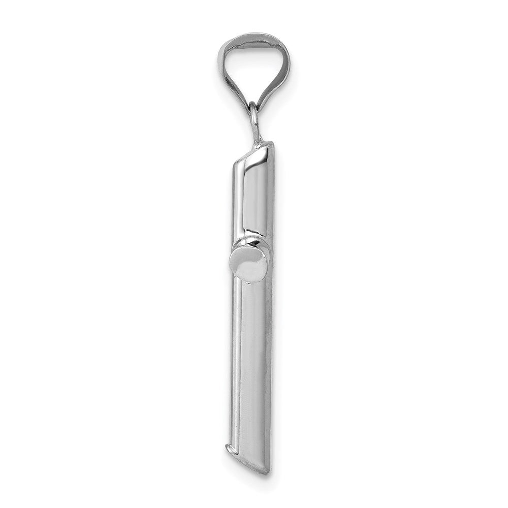 14k White Gold Polished Hollow Cross Pendant