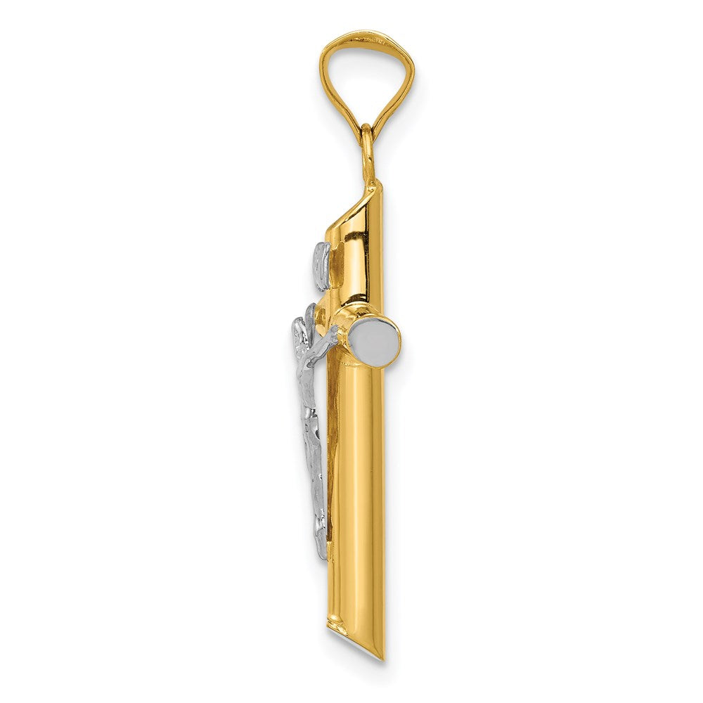 14K Two-Tone w/Rhodium Inri Crucifix Pendant