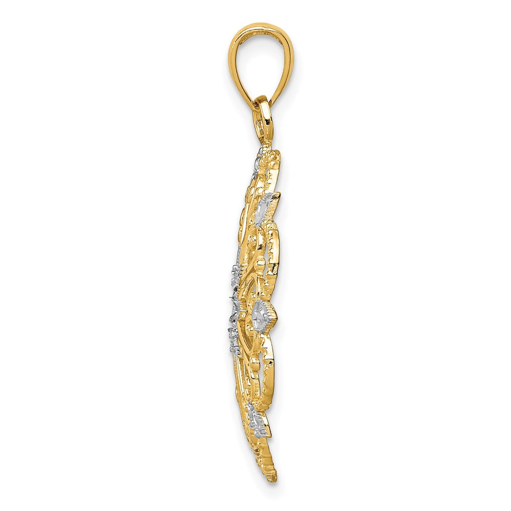 14K and Rhodium Starburst Pendant
