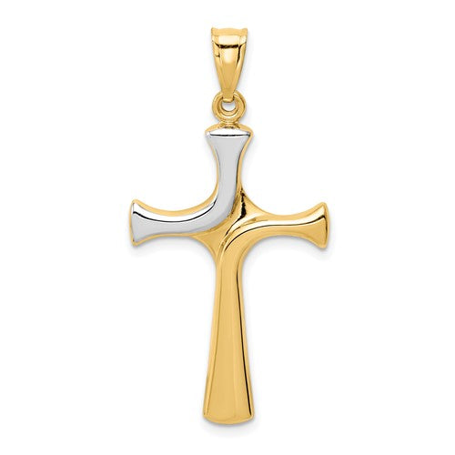 14k w/Rhodium Fancy Cross Pendant