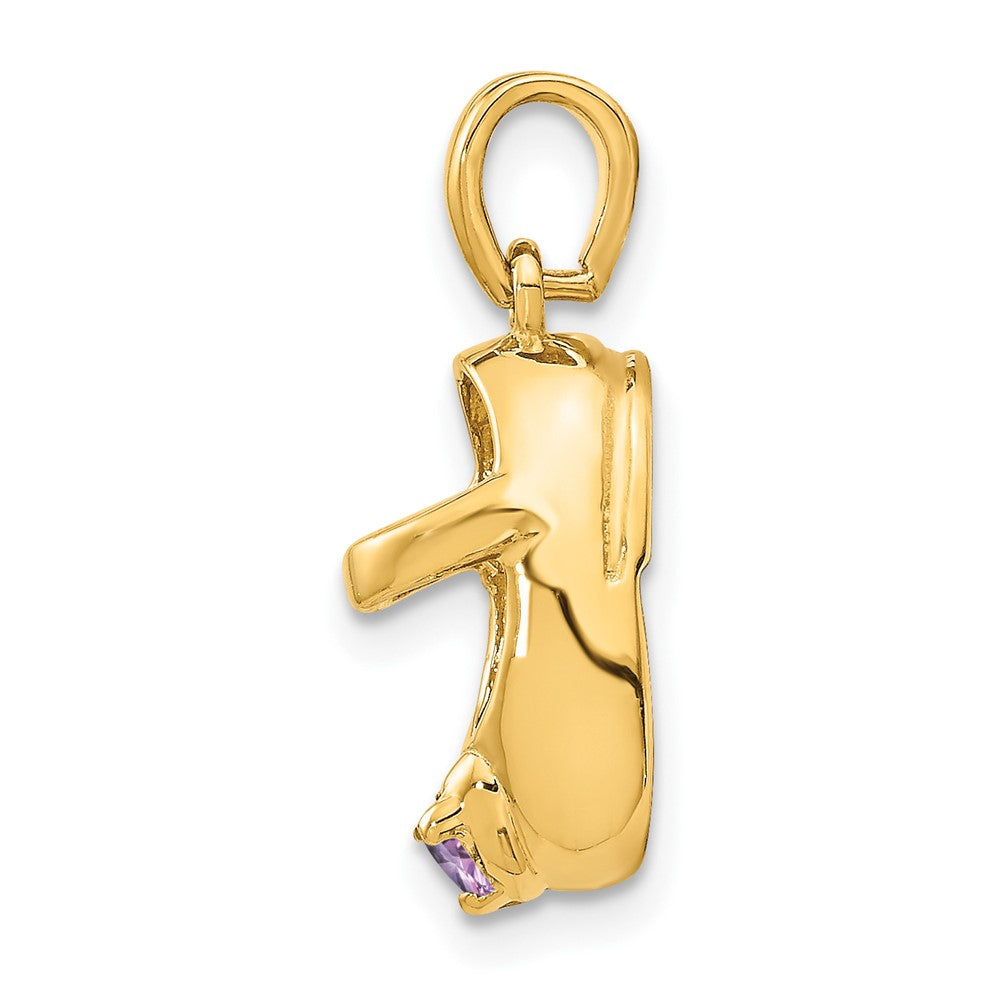 14k 3-D June Synthetic Stone Engraveable Baby Shoe Charm