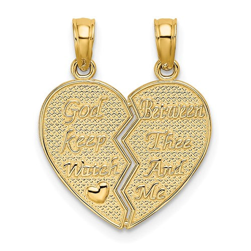 14k Break-Apart KEEP WATCH BETWEEN Heart Charm