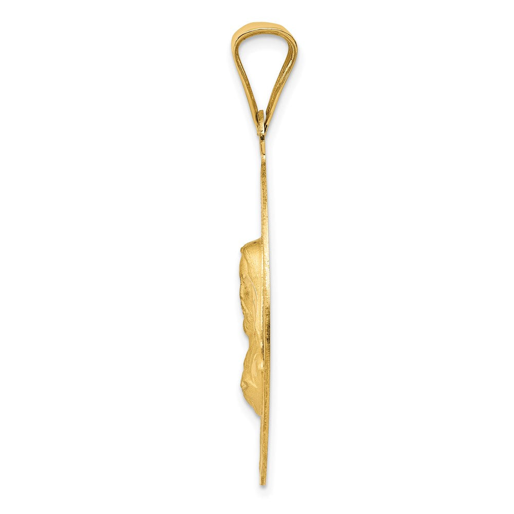 14K w/Rose and White Rhodium D/C Sagrado Corazon Oval Pendant