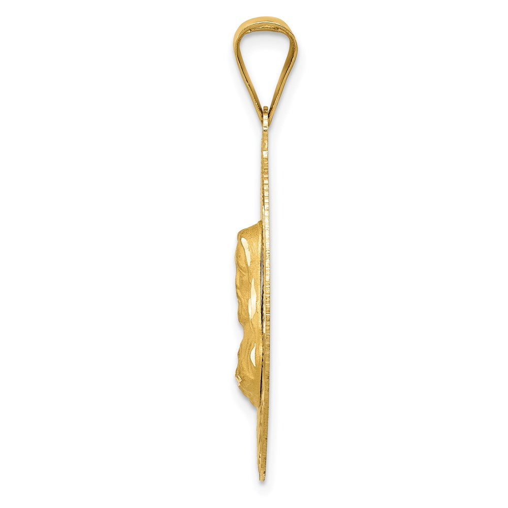 14K Polished D/C Sagrado Corazon Oval Pendant