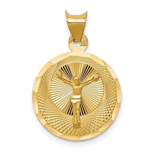14K Polished D/C Corpus Circle Pendant