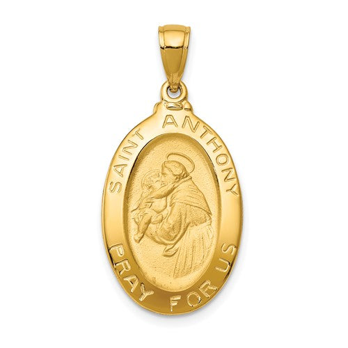 14k Saint Anthony Oval Medal Solid Pendant