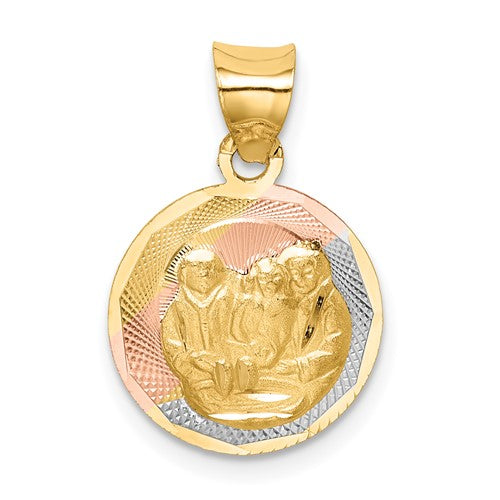 14K w/Rose and White Rhodium D/C  Baptism Pendant