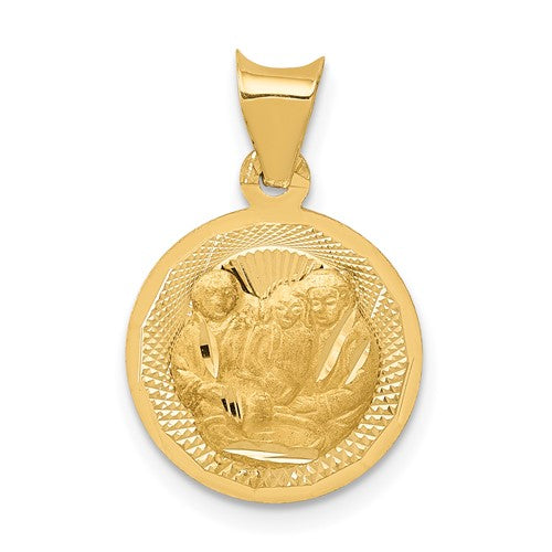 14k Polished and D/C Baptism Circle Pendant