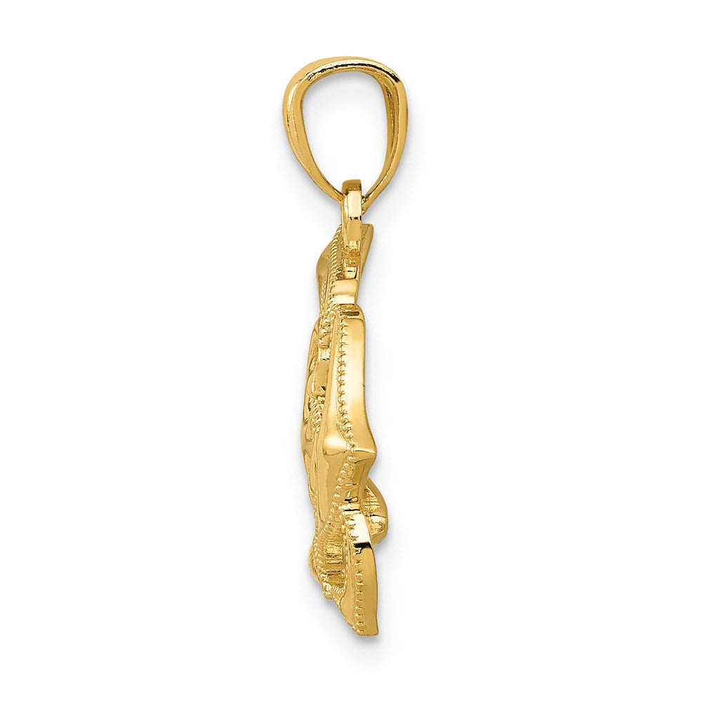 14k Polished Open Rose Pendant