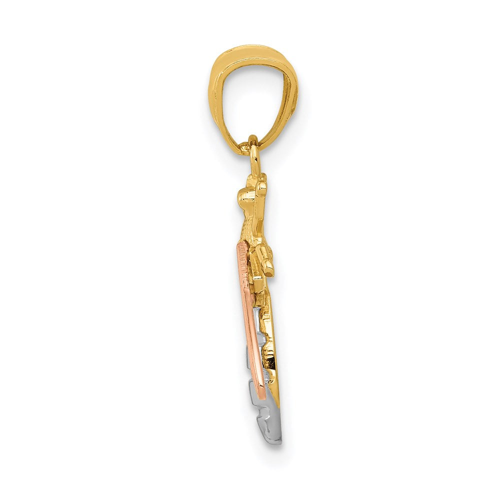 14k Two-tone w/White Rhodium Polished Bee Pendant